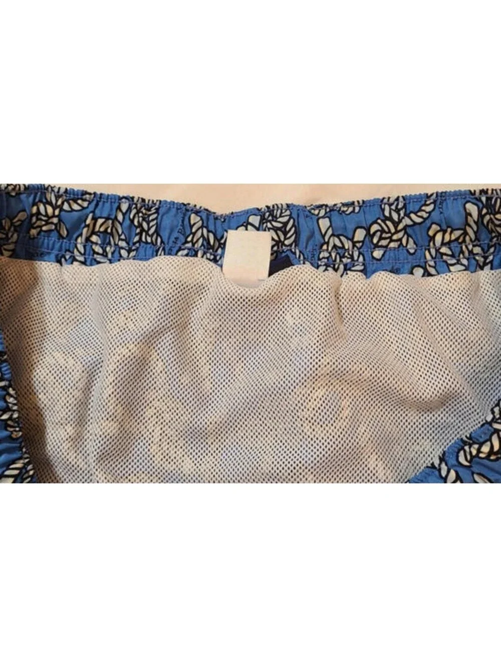 Vineyard Vines Swim Trunks Mens Sz Large Blue Nautical Rope Print Mesh Lined EUC